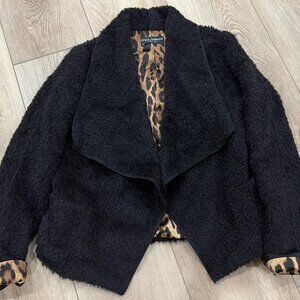 DOLCE & GABBANA Black Alpaca Fuzzy Open Jacket size 46 US 10 Sherpa